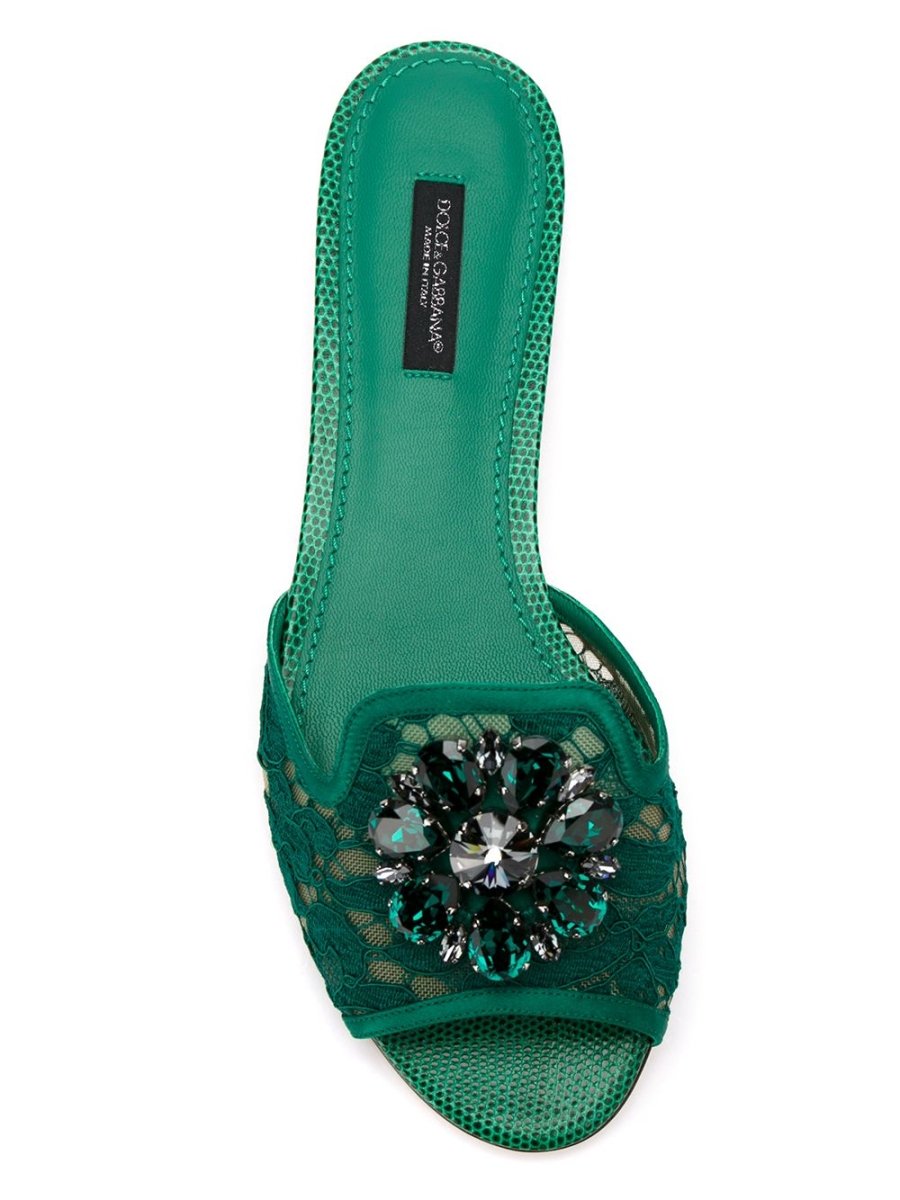 Dolce & Gabbana Slippers in lace with crystals - mondo moda griffe