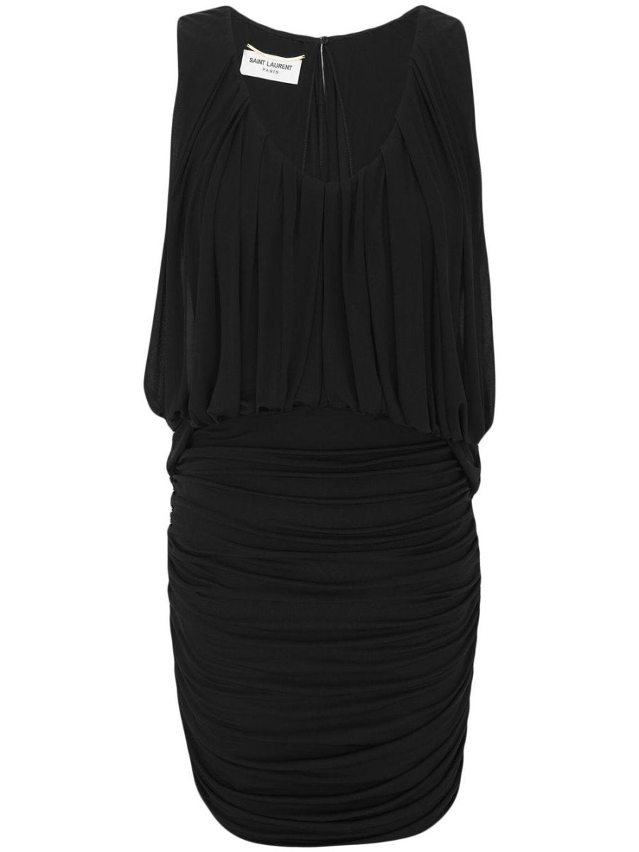 Saint Laurent Sleeveless Draped Minidress - mondo moda griffe