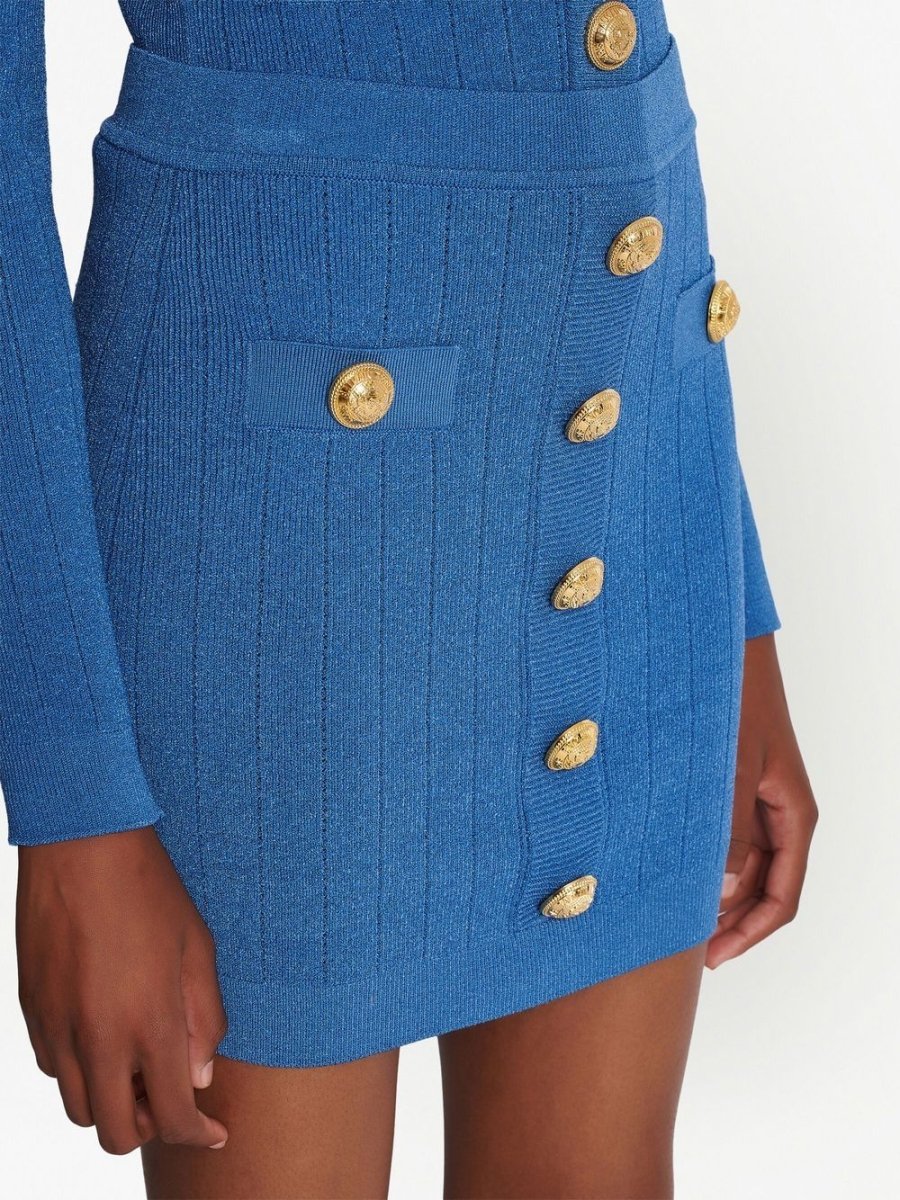 Balmain Button - detail knitted miniskirt - mondo moda griffe