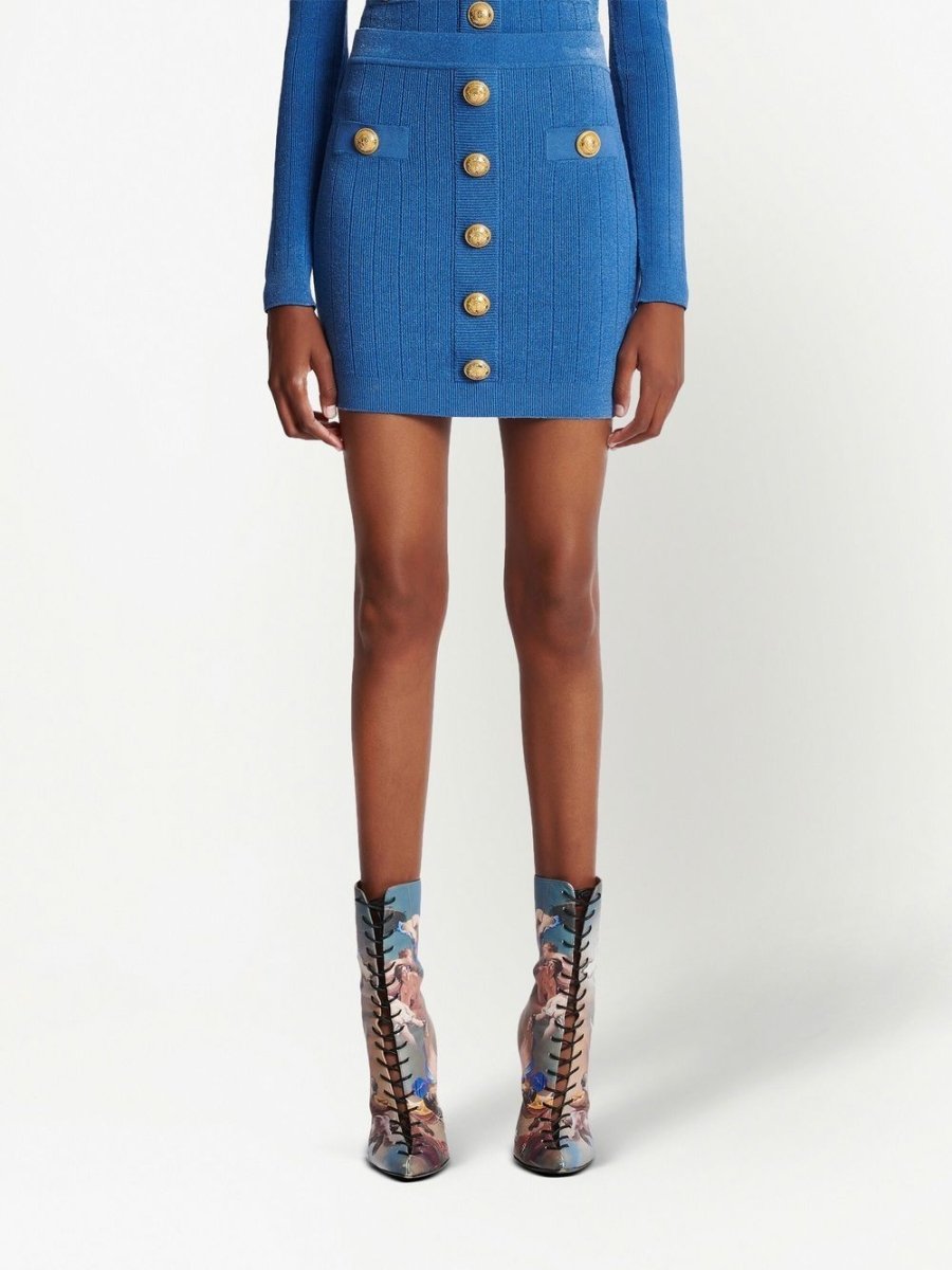 Balmain Button - detail knitted miniskirt - mondo moda griffe