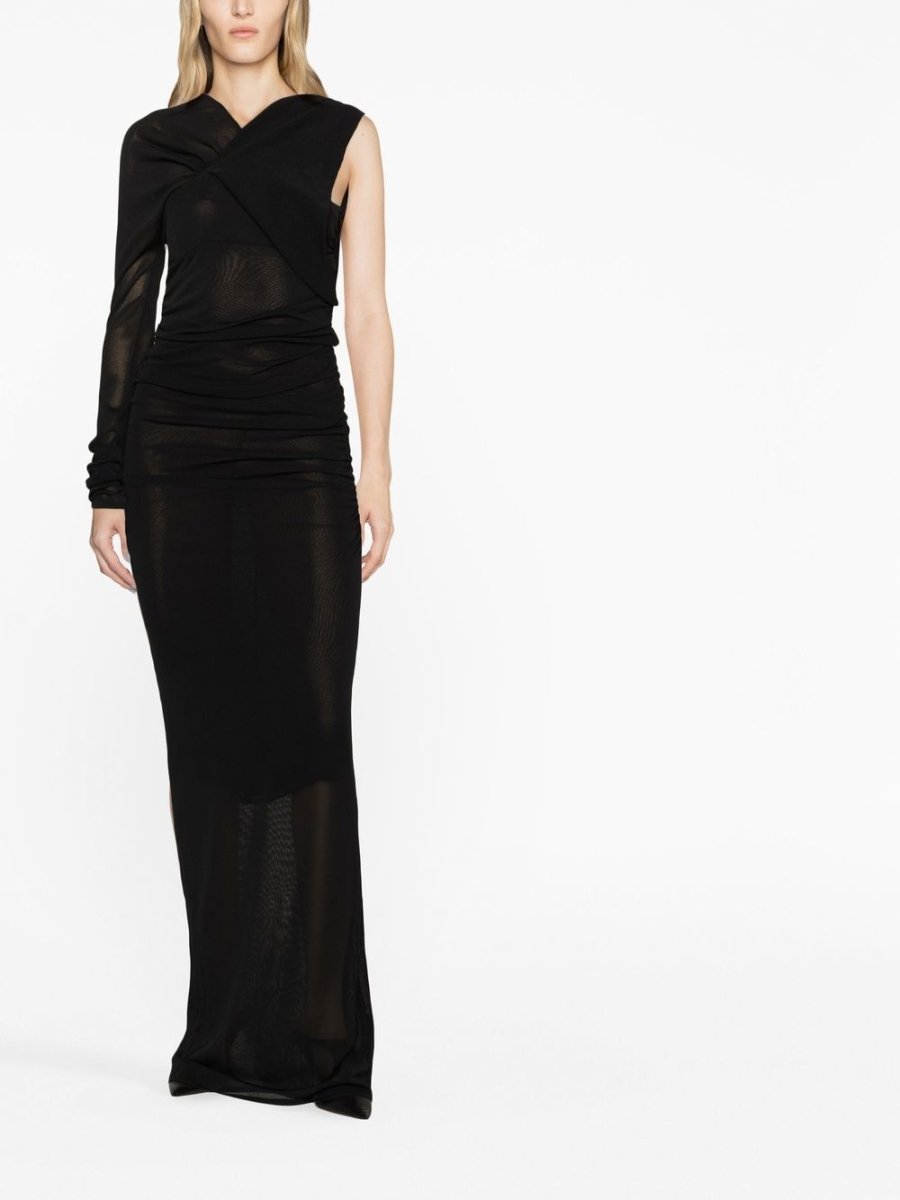 Saint Laurent semi - sheer one - sleeve long dress - mondo moda griffe