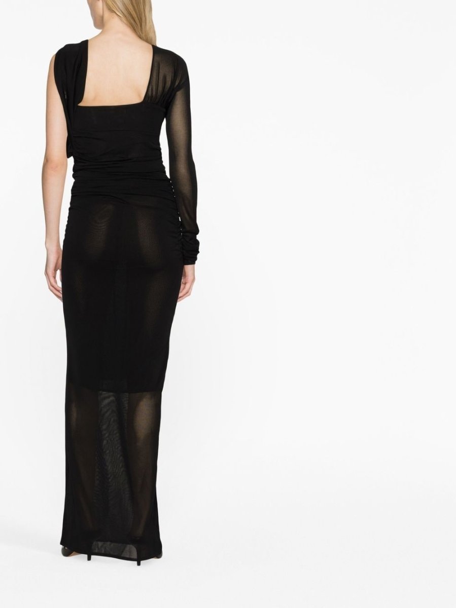 Saint Laurent semi - sheer one - sleeve long dress - mondo moda griffe