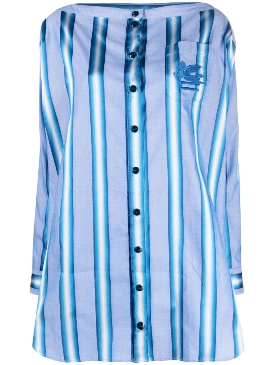 Etro Vertical - stripe long - sleeve shirt dress - mondo moda griffe
