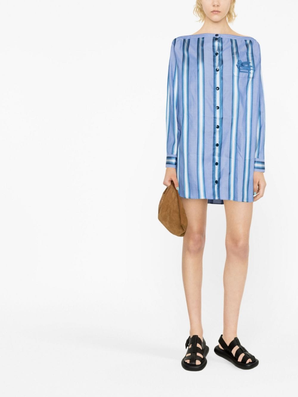 Etro Vertical - stripe long - sleeve shirt dress - mondo moda griffe