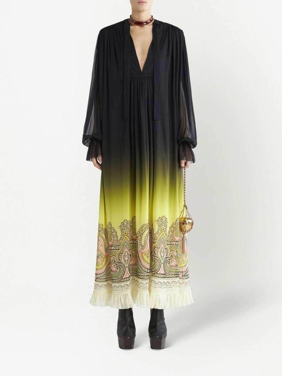 Etro Silk dress with paisley print and gradient effect - mondo moda griffe