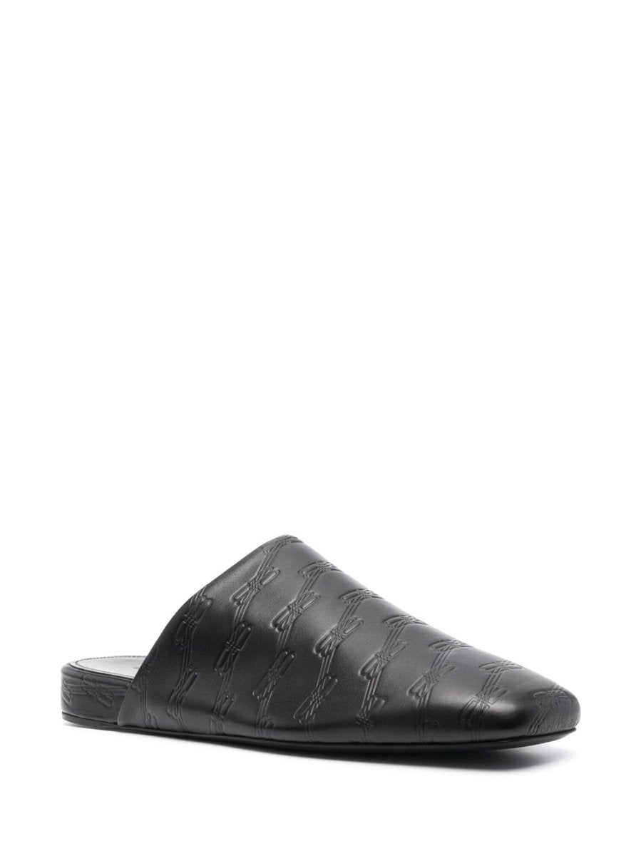 Balenciaga debossed - logo leather mules - mondo moda griffe