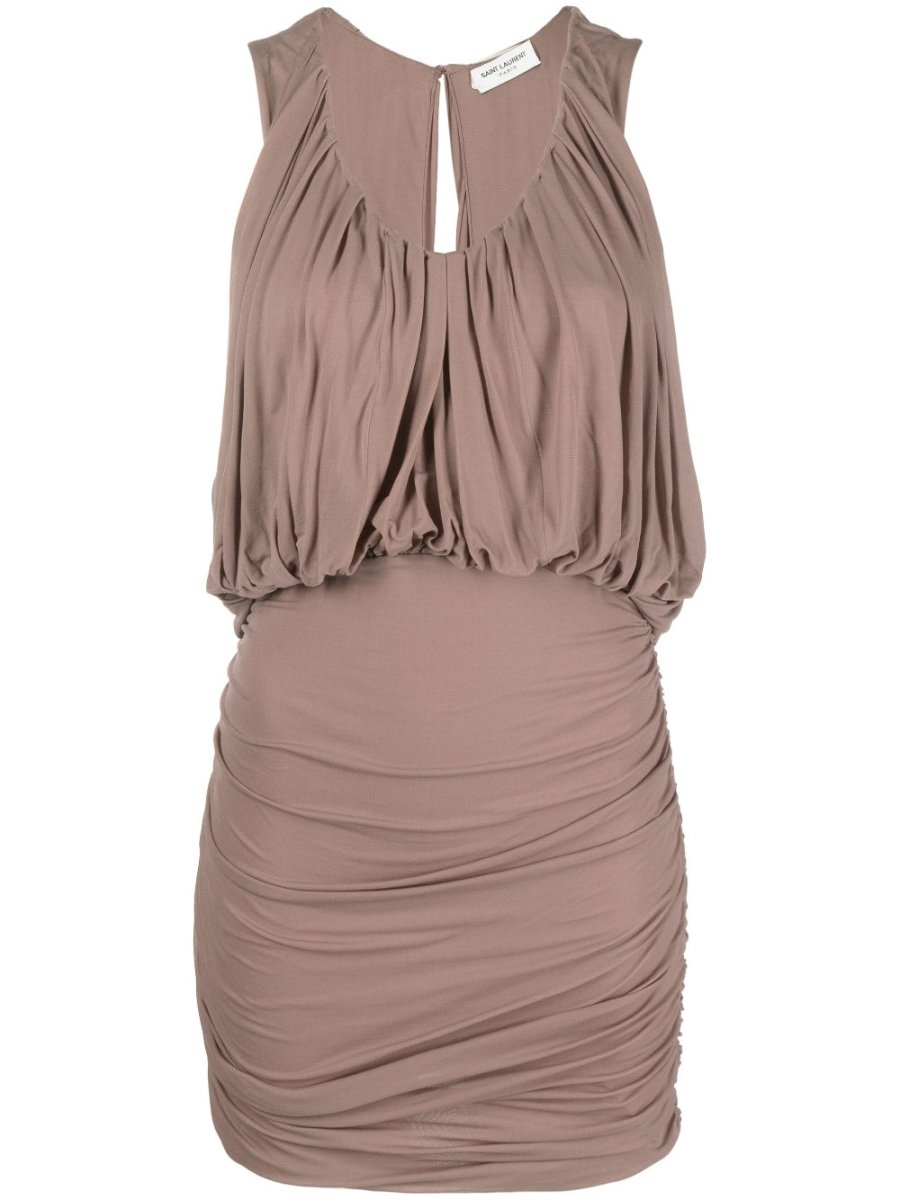 Saint Laurent Sleeveless Draped Minidress - mondo moda griffe