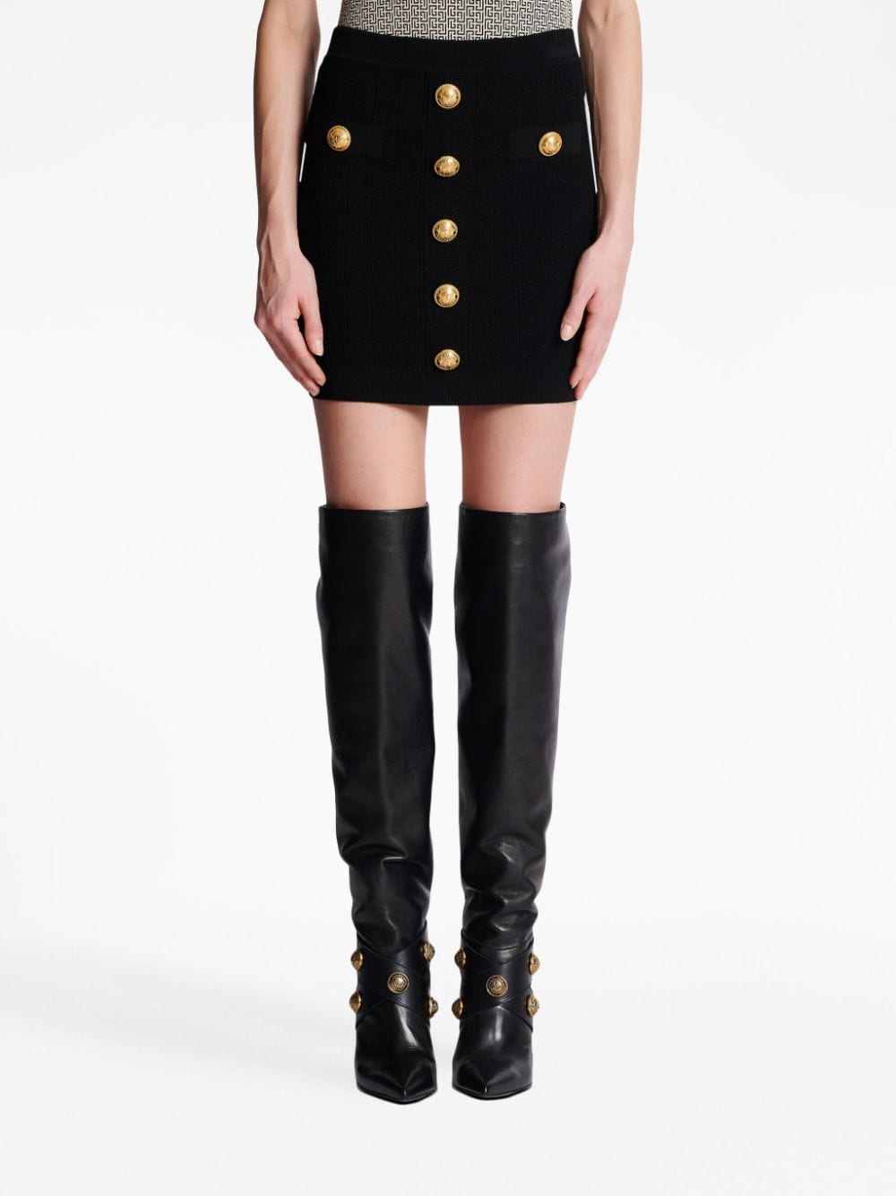 Balmain Button - detail knitted miniskirt - mondo moda griffe