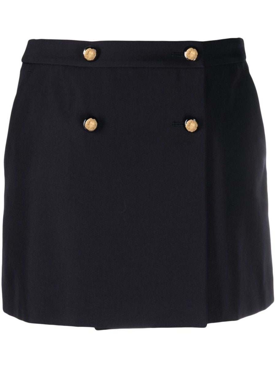 Alexander McQueen wool - cotton blend mini wrap skirt - mondo moda griffe