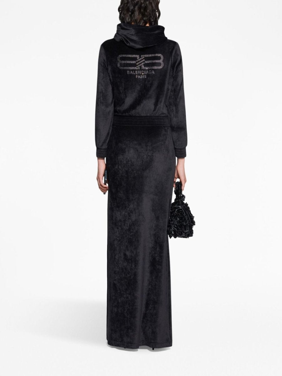 Balenciaga Crystal embellished velvet zip - up hoodie - mondo moda griffe