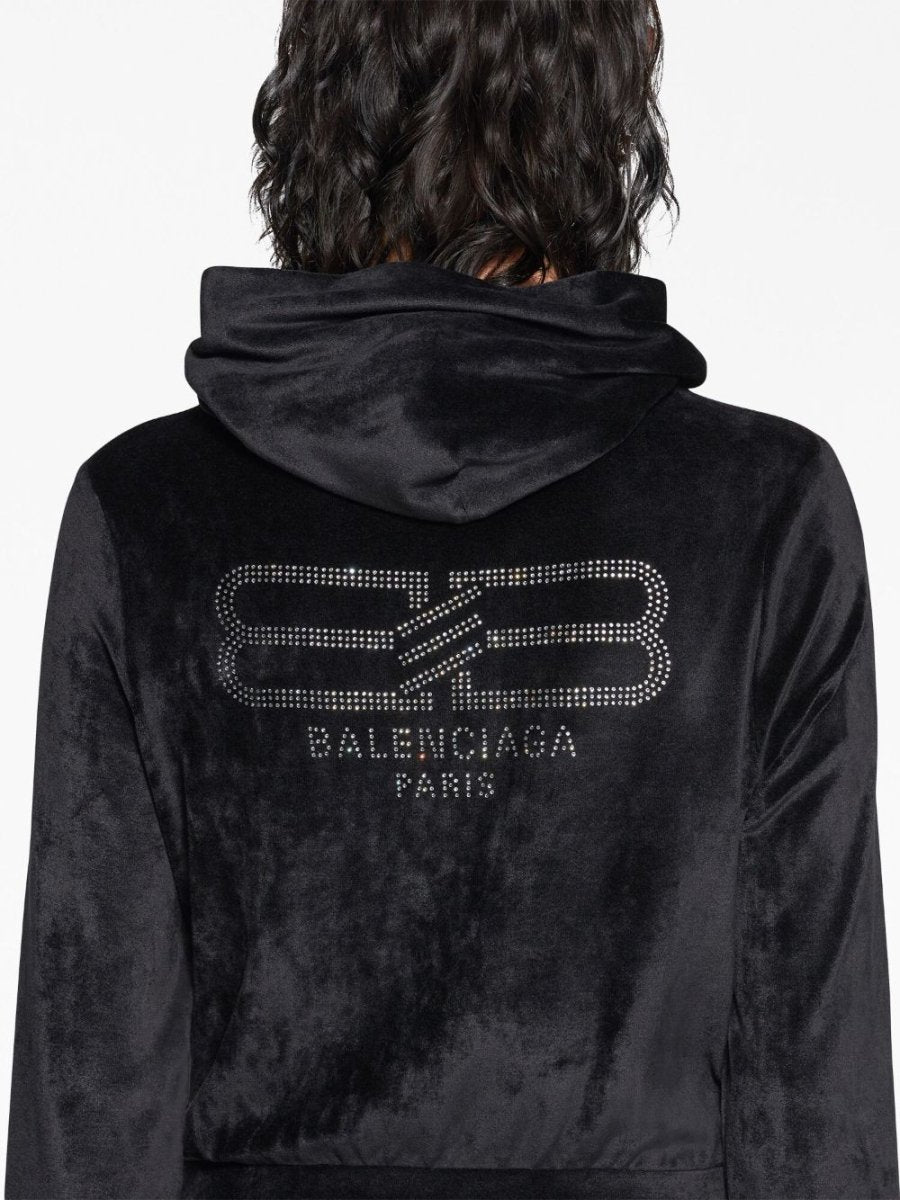 Balenciaga Crystal embellished velvet zip - up hoodie - mondo moda griffe