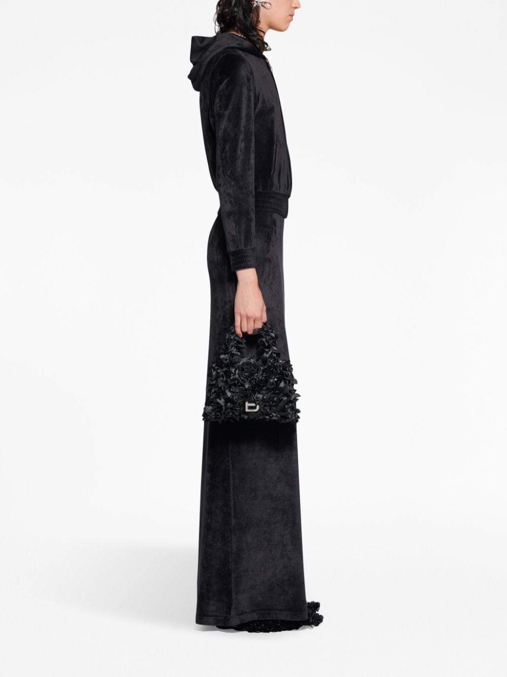 Balenciaga Crystal embellished velvet zip - up hoodie - mondo moda griffe