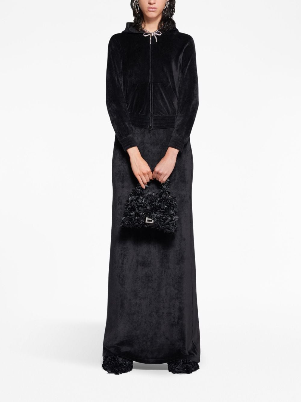 Balenciaga Crystal embellished velvet zip - up hoodie - mondo moda griffe