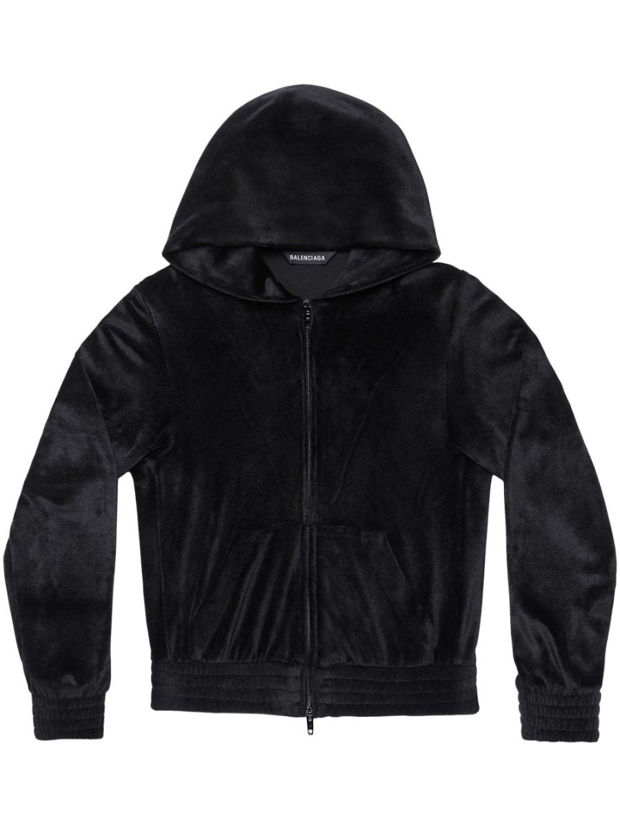Balenciaga Crystal embellished velvet zip - up hoodie - mondo moda griffe