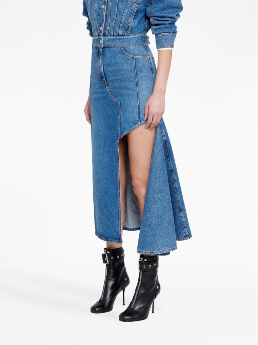 Alexander McQueen denim midi skirt - mondo moda griffe