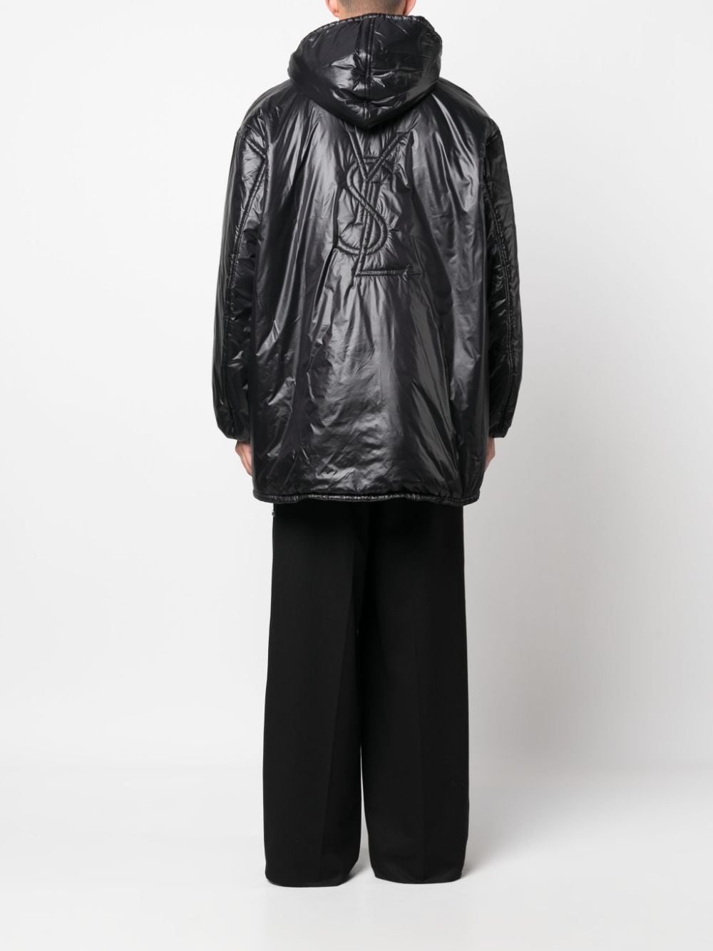 Saint Laurent Cassandre logo - embossed hooded raincoat - mondo moda griffe