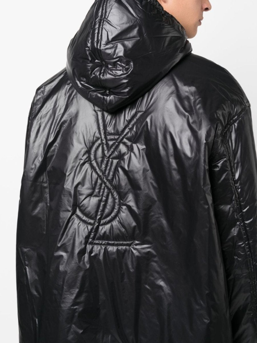 Saint Laurent Cassandre logo - embossed hooded raincoat - mondo moda griffe