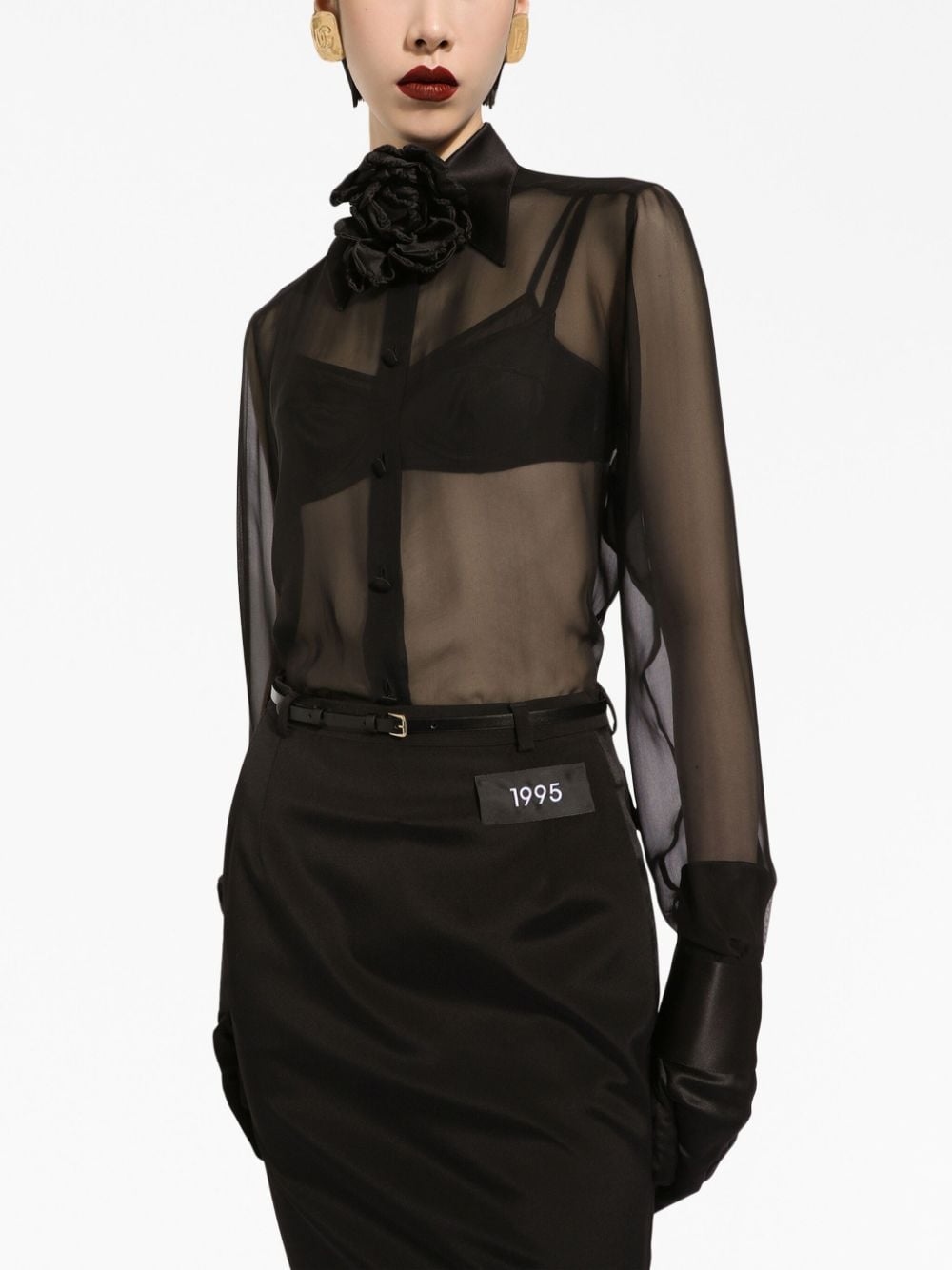 Dolce & Gabbana Silk chiffon shirt with satin details - mondo moda griffe