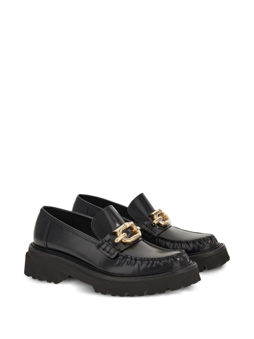 Ferragamo Gancini - buckle Leather Loafers - mondo moda griffe
