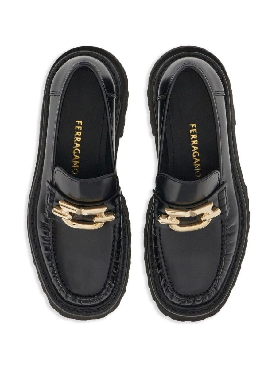 Ferragamo Gancini - buckle Leather Loafers - mondo moda griffe