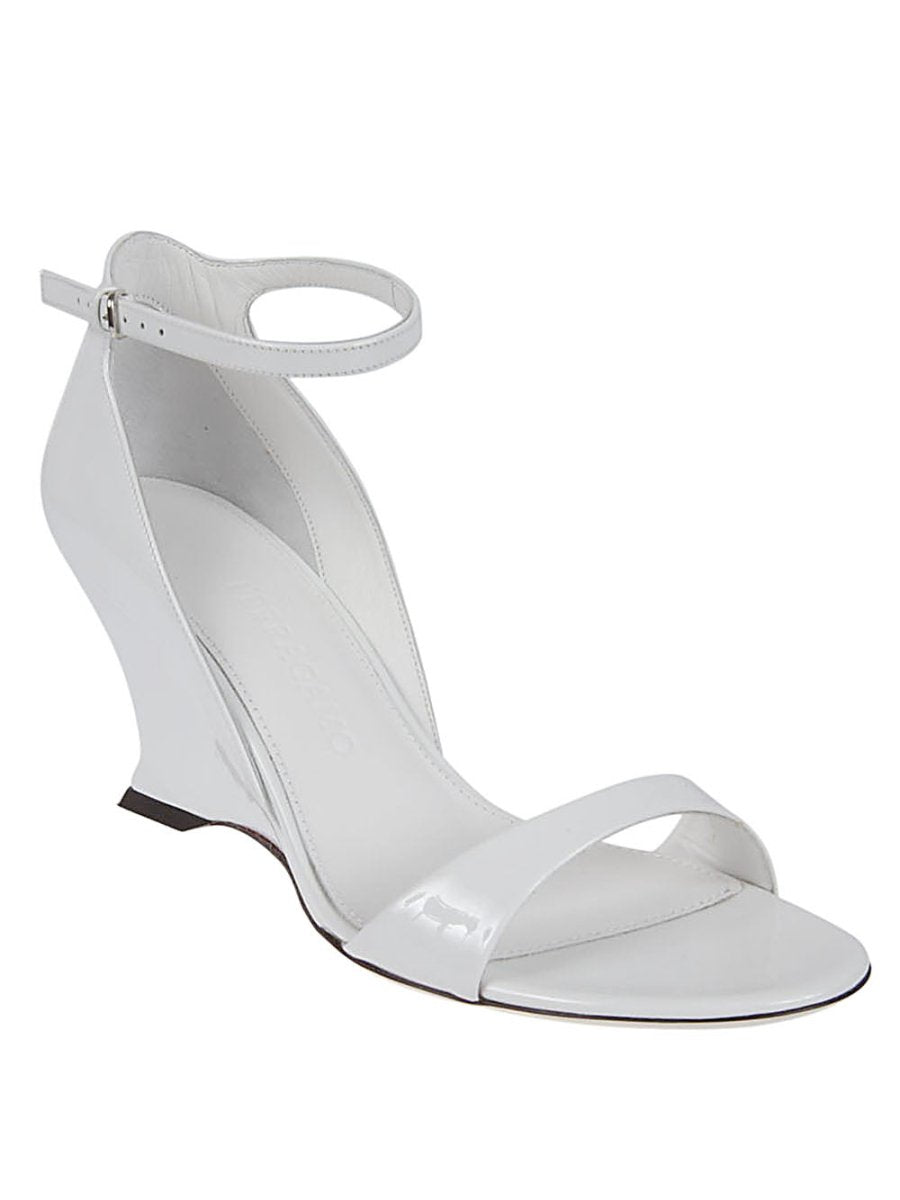 Ferragamo leather adjustable wedge sandals - mondo moda griffe