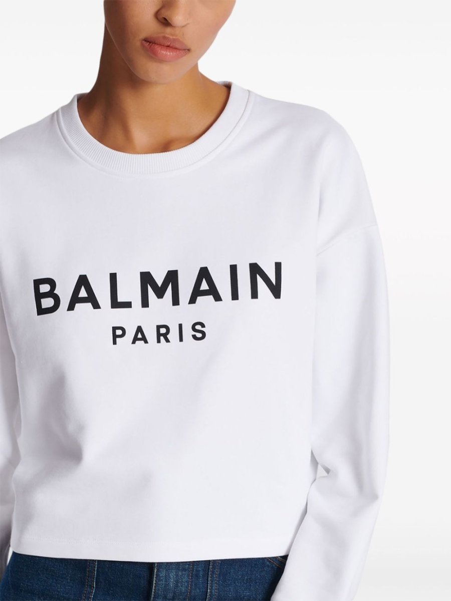 Balmain Logo - print cotton sweatshirt - mondo moda griffe
