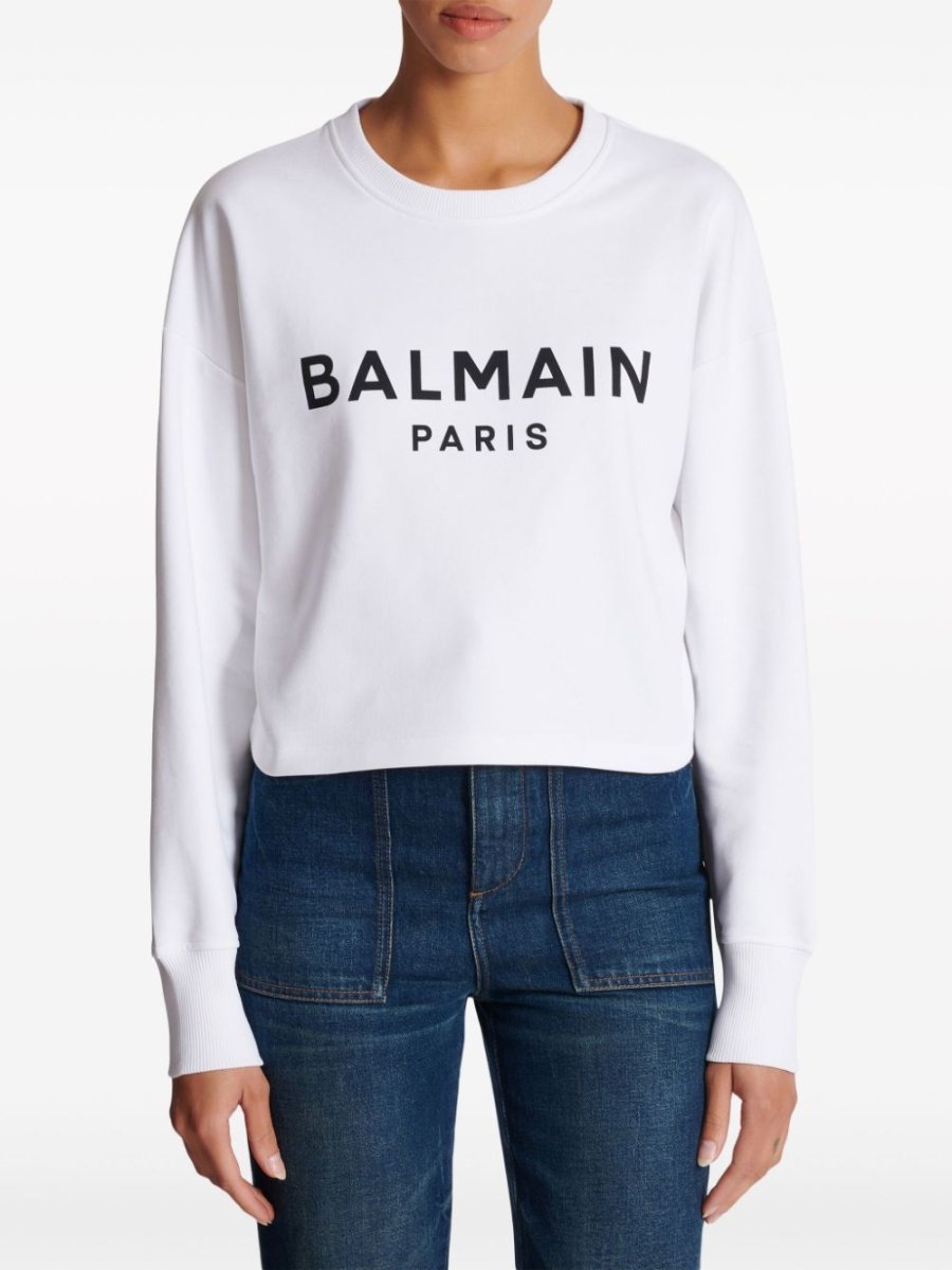 Balmain Logo - print cotton sweatshirt - mondo moda griffe