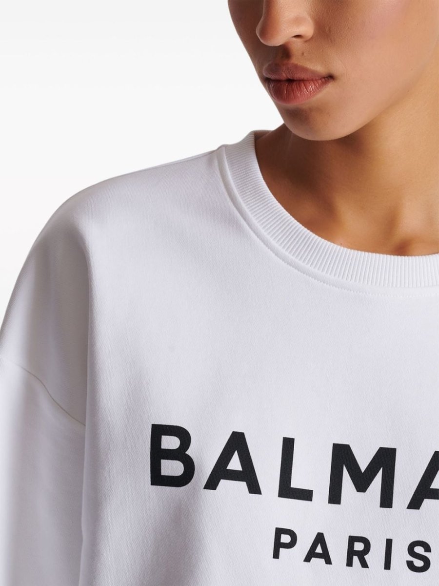 Balmain Logo - print cotton sweatshirt - mondo moda griffe