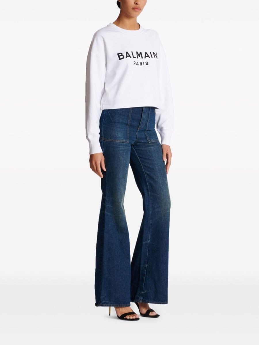 Balmain Logo - print cotton sweatshirt - mondo moda griffe