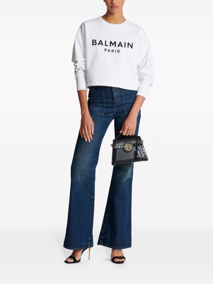 Balmain Logo - print cotton sweatshirt - mondo moda griffe
