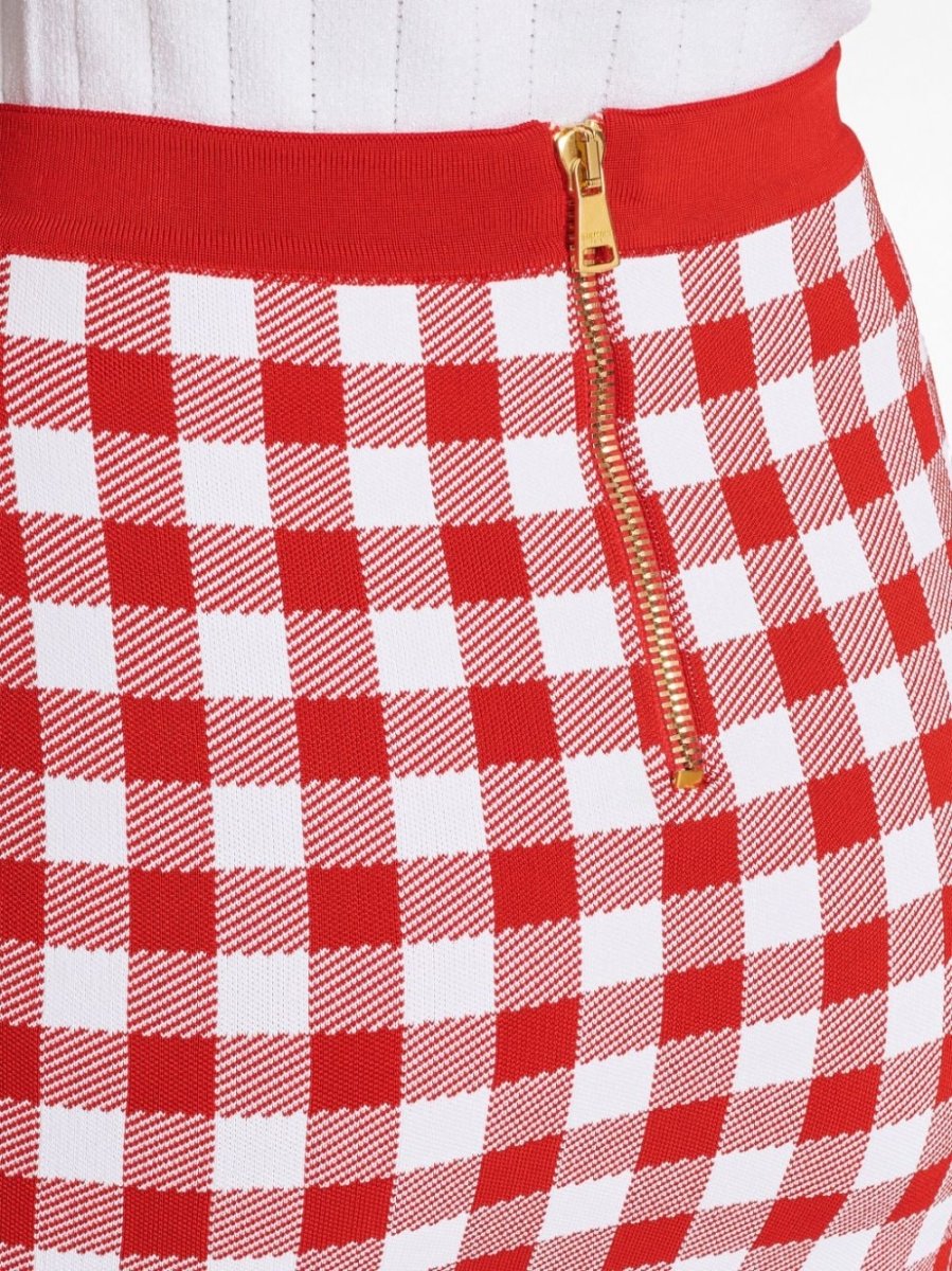 Balmain Gingham fine - knit miniskirt - mondo moda griffe