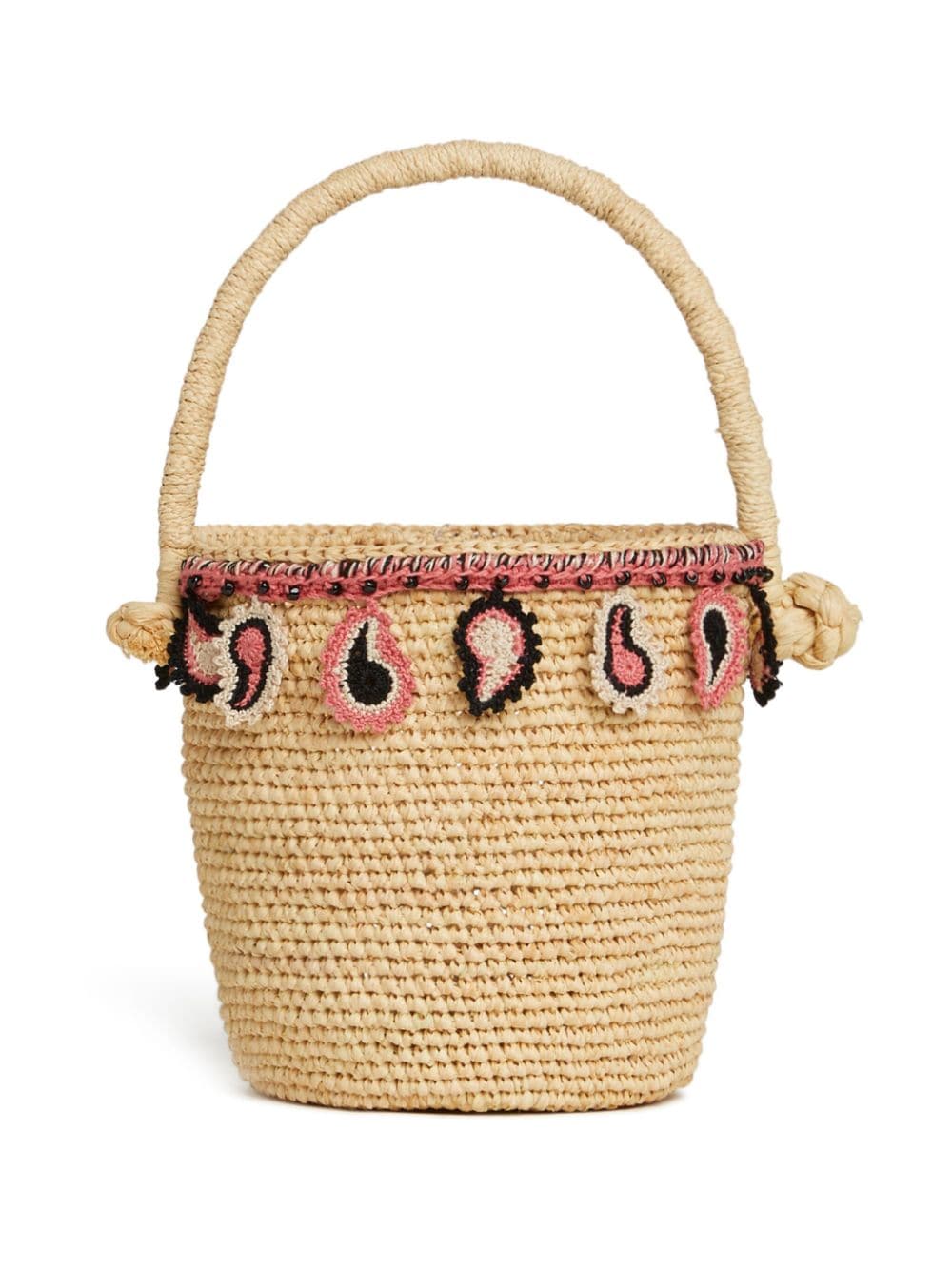 Alanui paisley - appliqué raffia basket bag - mondo moda griffe