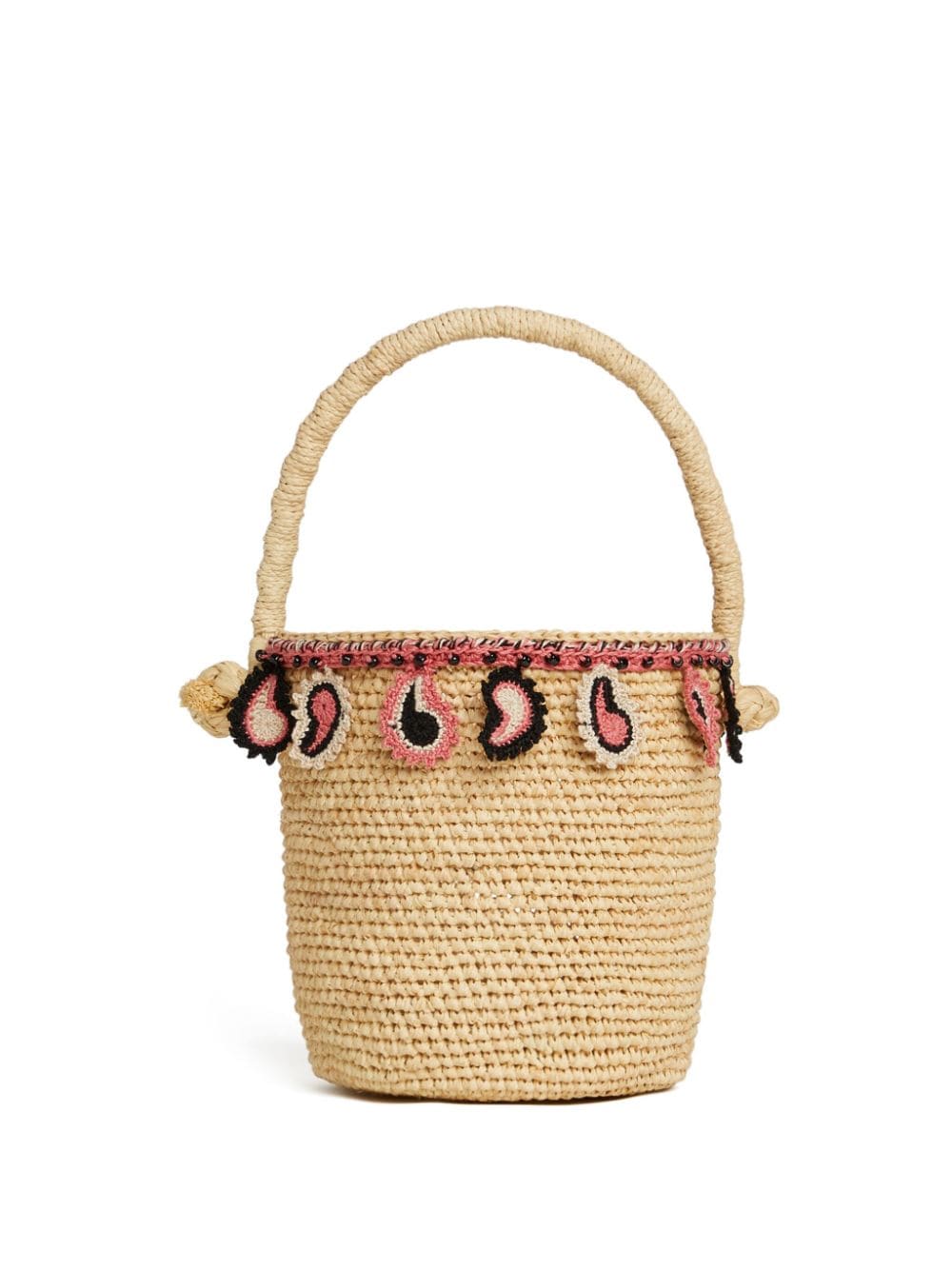 Alanui paisley - appliqué raffia basket bag - mondo moda griffe