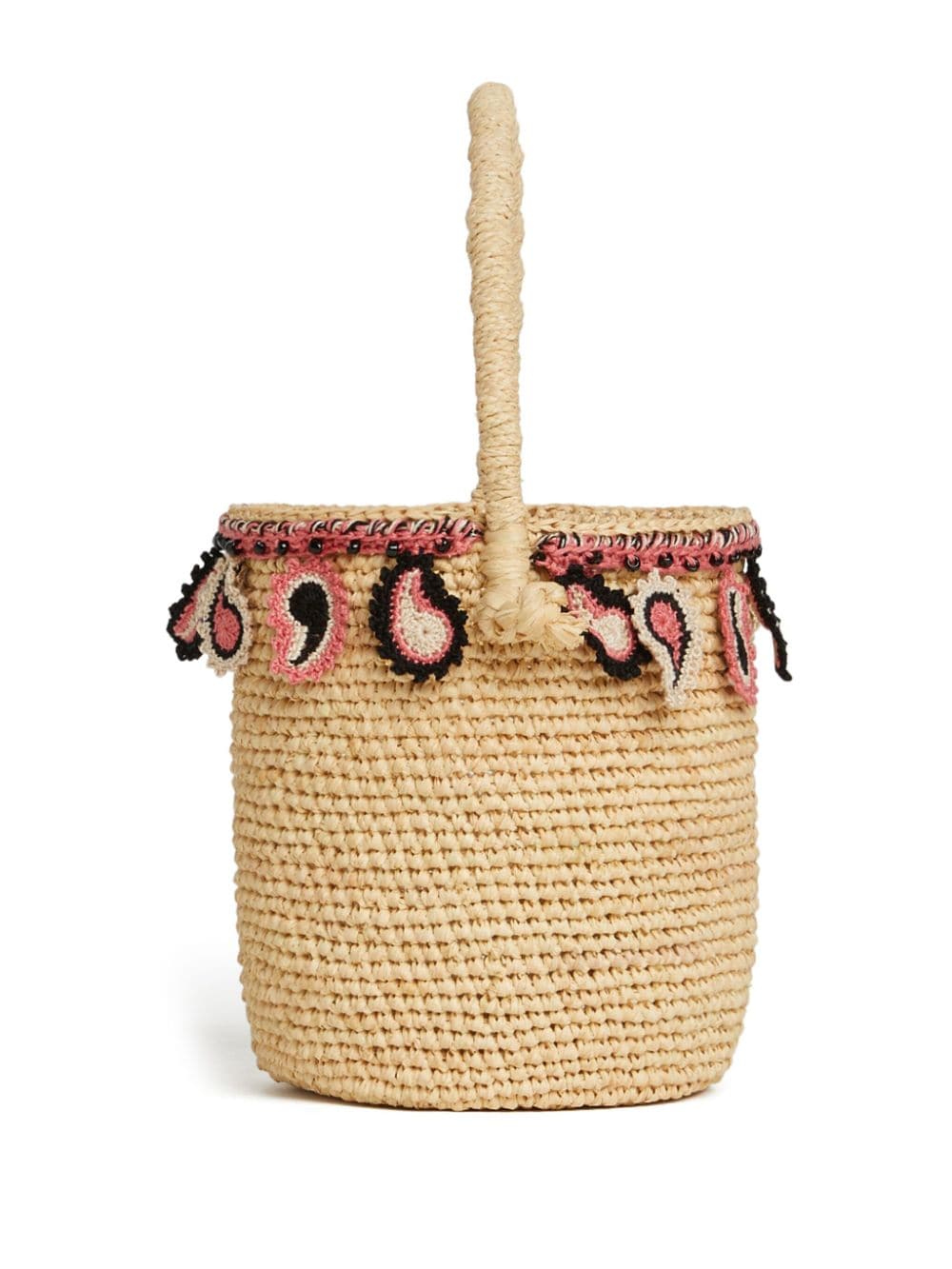 Alanui paisley - appliqué raffia basket bag - mondo moda griffe