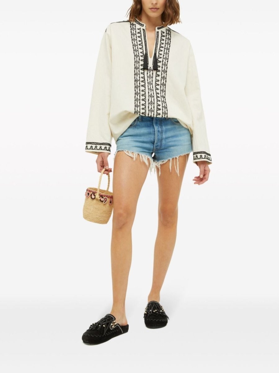 Alanui paisley - appliqué raffia basket bag - mondo moda griffe