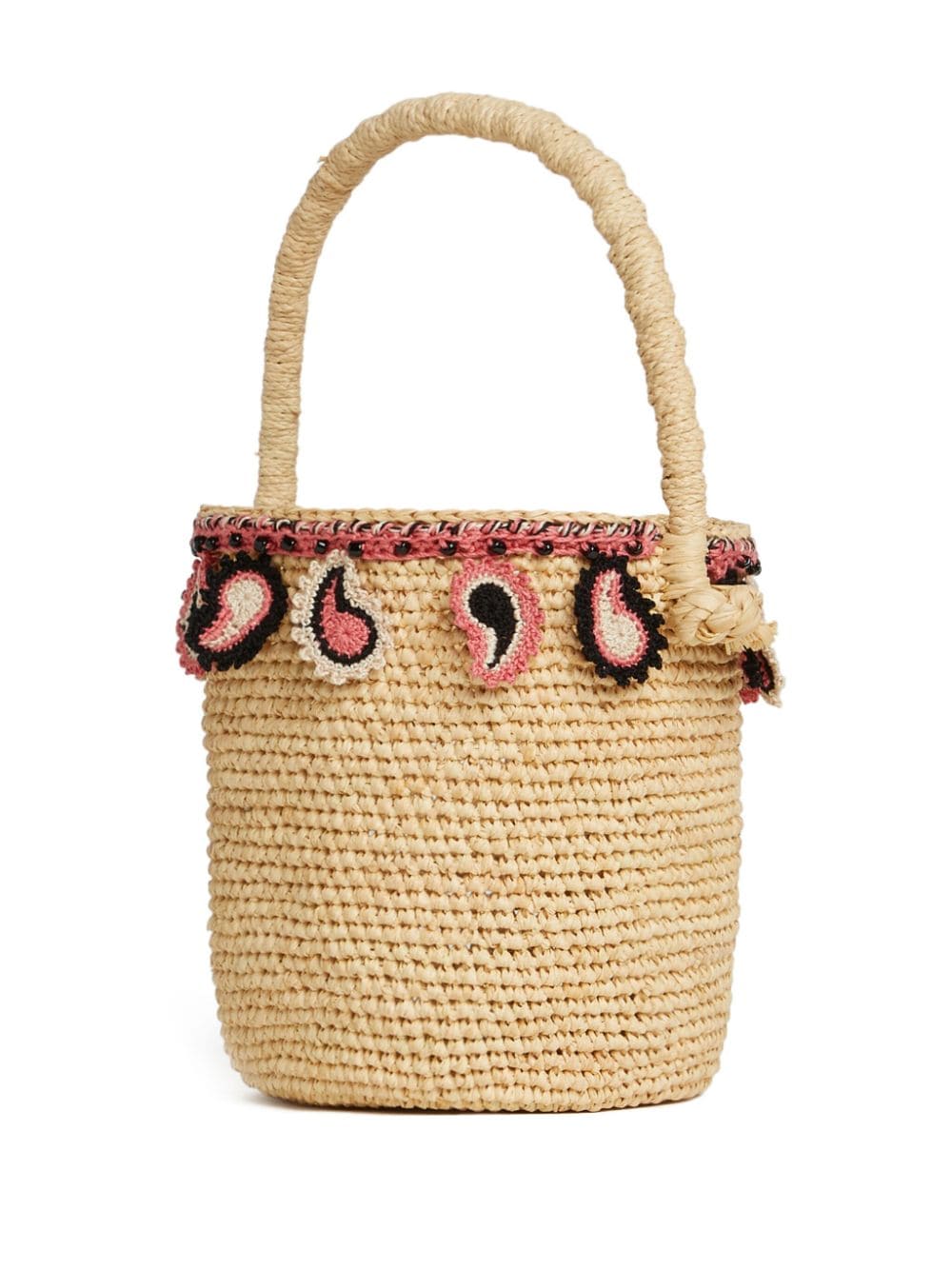 Alanui paisley - appliqué raffia basket bag - mondo moda griffe