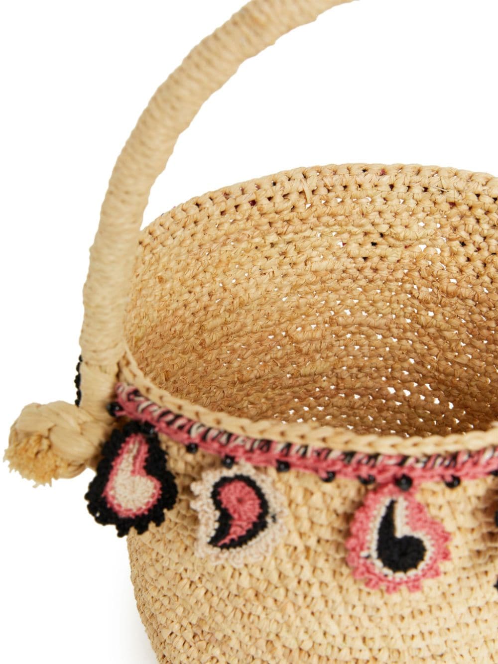 Alanui paisley - appliqué raffia basket bag - mondo moda griffe