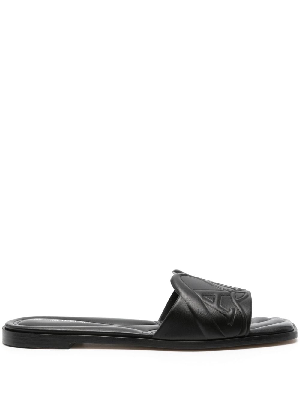 Alexander McQueen logo - embossed leather sandals - mondo moda griffe