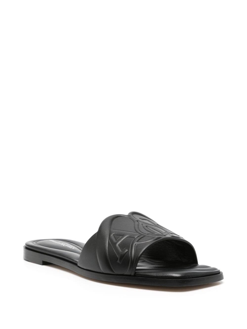 Alexander McQueen logo - embossed leather sandals - mondo moda griffe