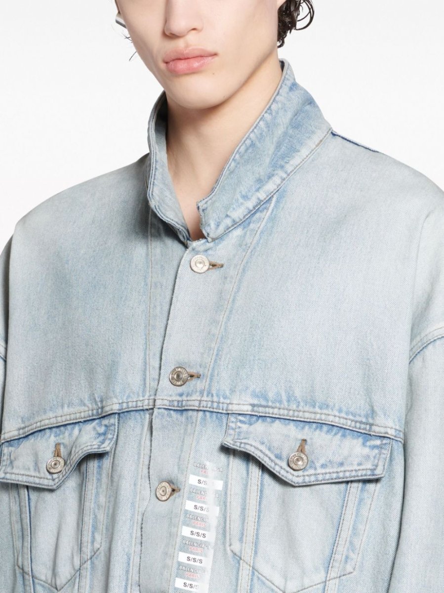 Balenciaga Denim jacket with flap pockets and drop shoulder - mondo moda griffe