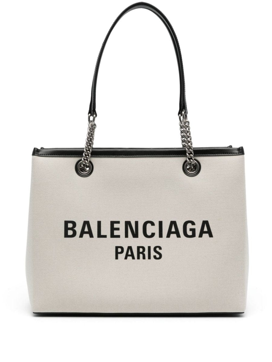 Balenciaga Logo Print Canvas Tote Bag - mondo moda griffe
