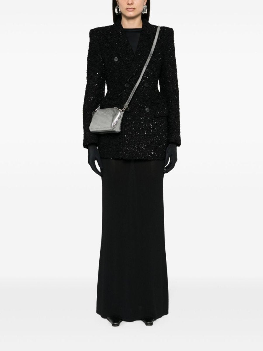Balenciaga Hourglass tweed - texture padded - shoulder wool - blend blazer - mondo moda griffe