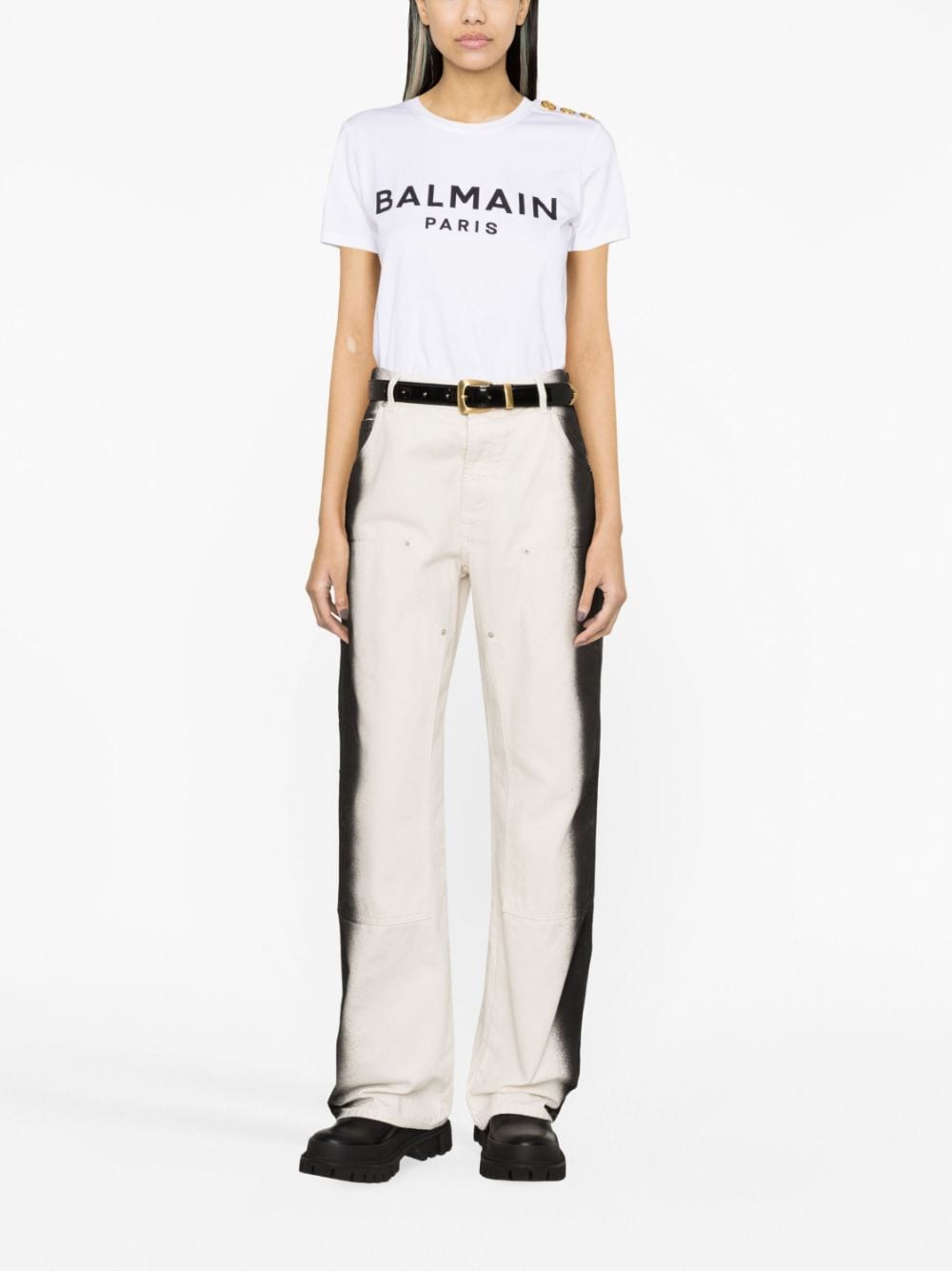 Balmain T-shirt with Balmain Paris print - mondo moda griffe