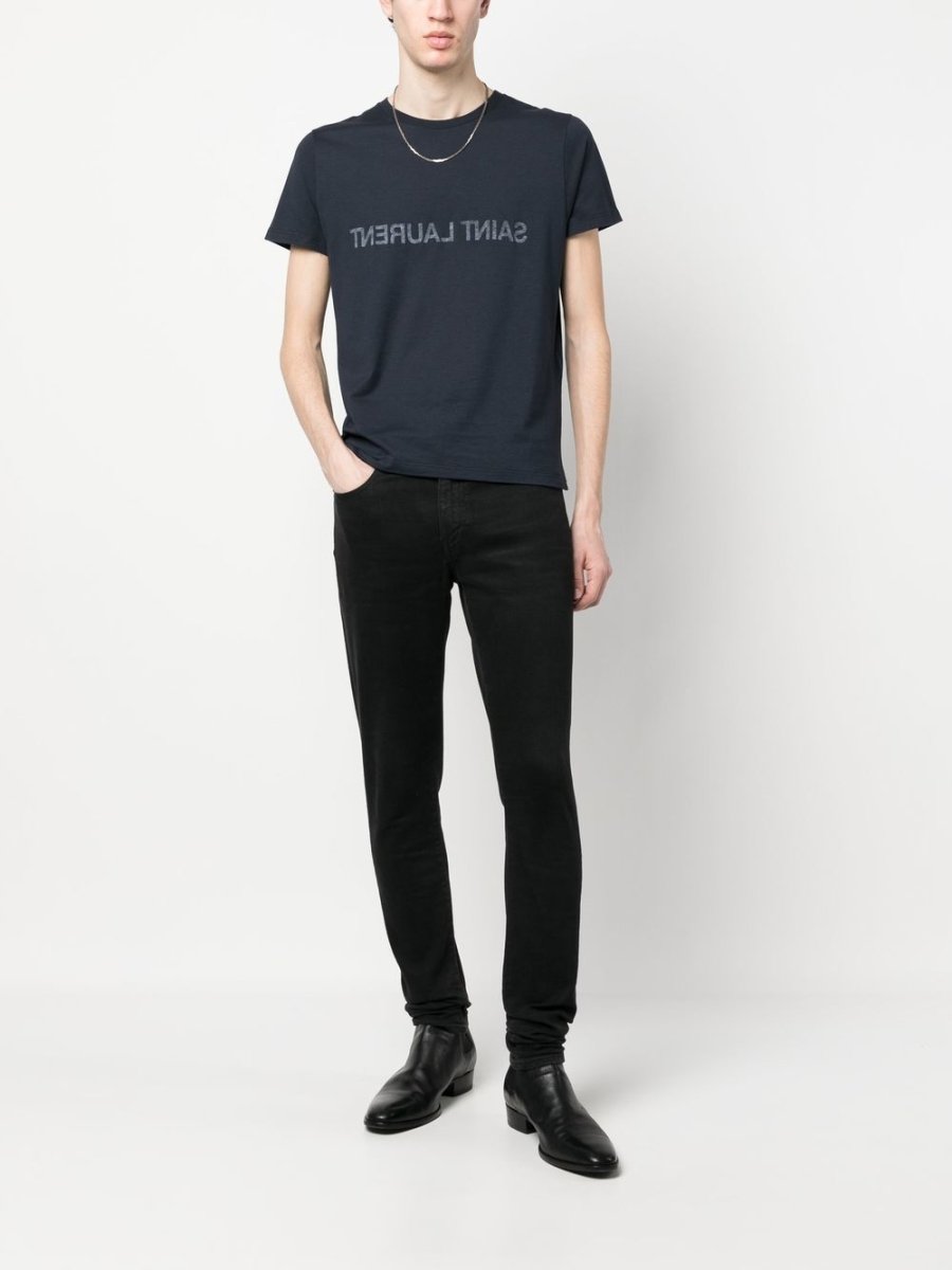 Saint Laurent Reverse logo - print cotton T-shirt - mondo moda griffe