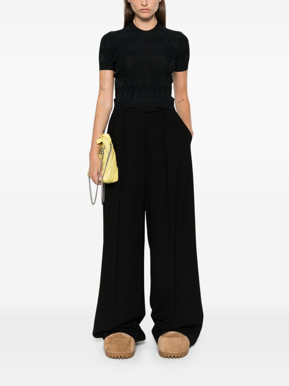 Balenciaga jacquard logo crop top - mondo moda griffe