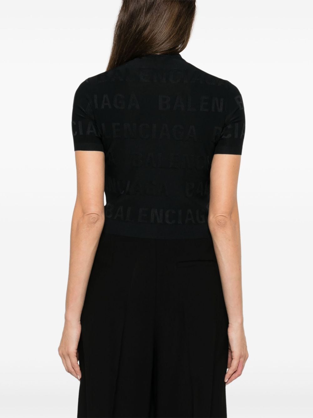 Balenciaga jacquard logo crop top - mondo moda griffe