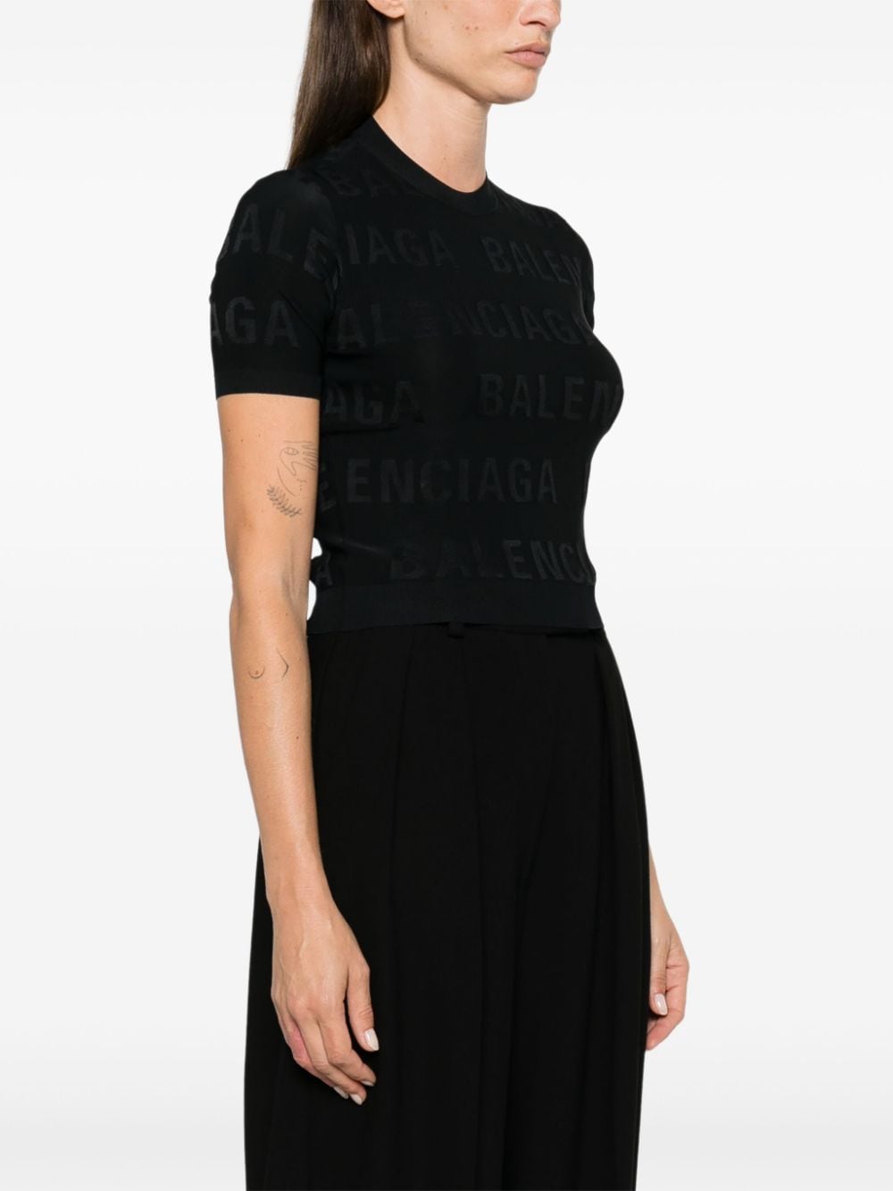 Balenciaga jacquard logo crop top - mondo moda griffe