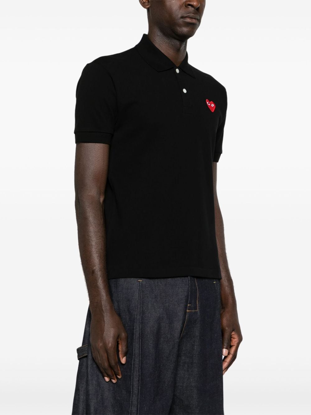 Comme Des Garcons Heart - patch polo shirt - mondo moda griffe