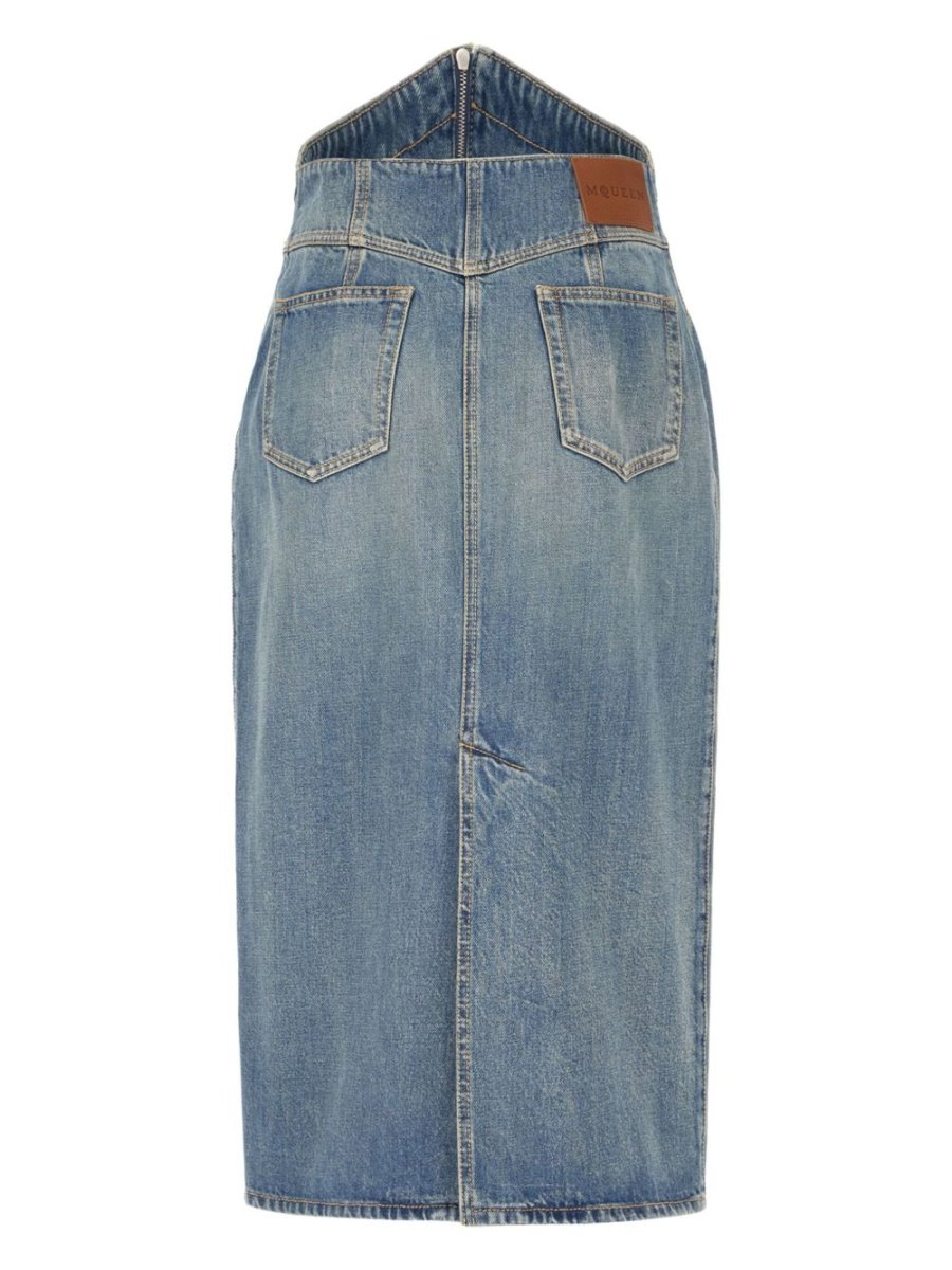 Alexander McQueen Denim midi skirt - mondo moda griffe
