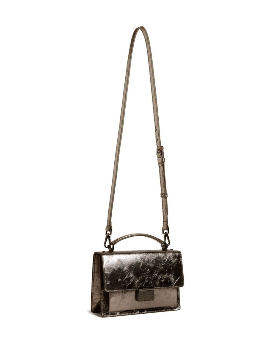 Golden Goose Venezia Bag in anthracite grey laminated leather with black details - mondo moda griffe